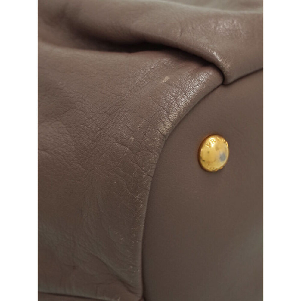 Prada Calfskin Soft Shopping brown Bag Nocciolo Leather Tote Shoulder - Picture 4 of 9